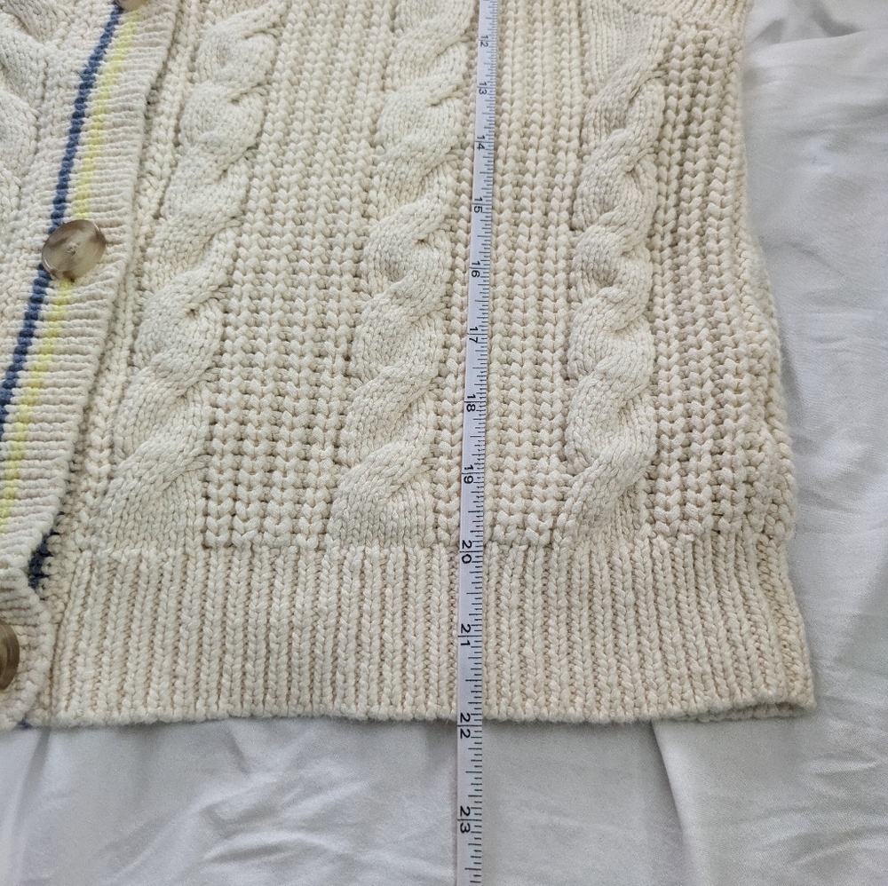 American Eagle Cable Knit Cardigan Sweater V Neck Preppy Tenniscore Academia - Picture 5 of 6